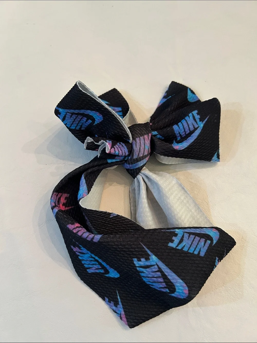 Nike Black Hair Bow with Blue and Purple Swoosh Print